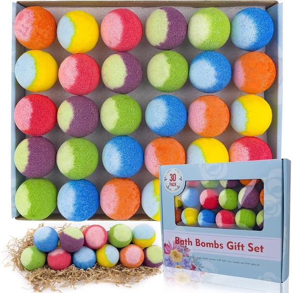 Bath Bombs, 30 Pcs Natural Organic Mini Bath Bombs Gift Set, Handmade with Rich Fizz-PickMora