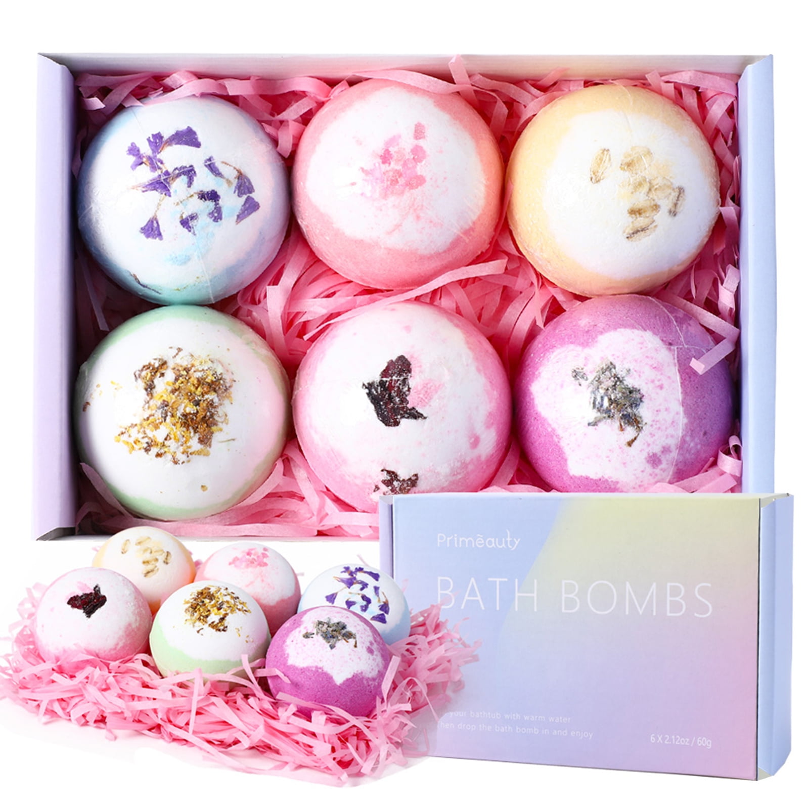 Bath Bombs 6 Pcs Gift Set Women and Kids Handmade Bath Bombs for Bubble Spa