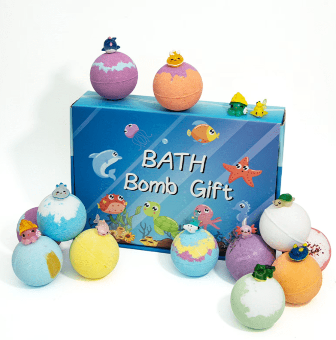 Bath Bombs for All Age with Surprise Inside, 12 Pack Bath Bombs Gift Set, Easter Basket Stuffers Easter Gifts for Bubble Fizzy for Girls Boys with Ocean and Jungle Animal Tools Inside