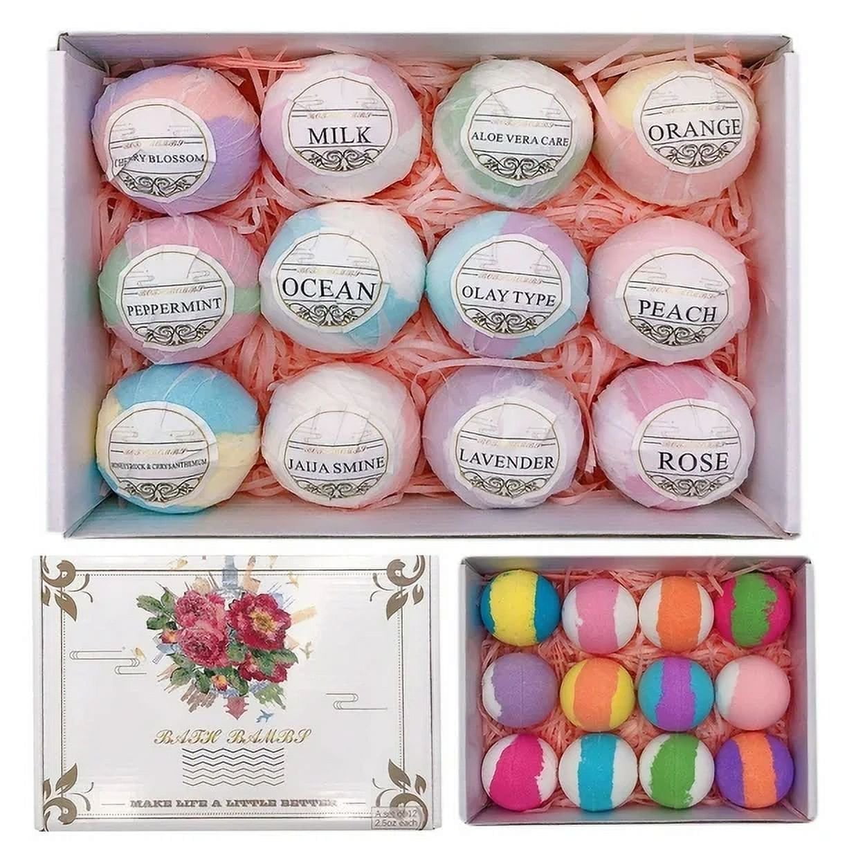 Bath Bombs Gift Set,12pcs Luxury Handmade Bath Fizzies,Moisturizes Dry Skin with Shea Butter,Coconut Oil,Epsom Salt,Perfect for Bubble & Spa Baths