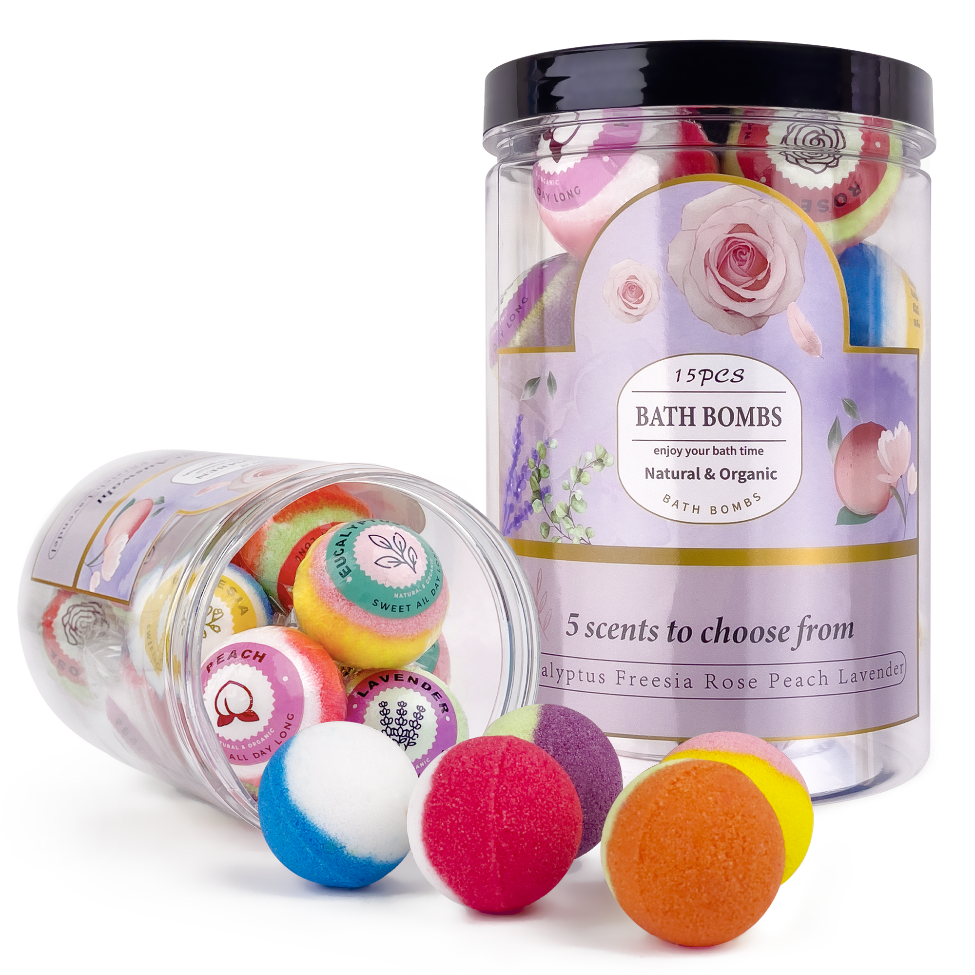 Bath Bombs Gift Set, 15PCS Handmade Bath Bombs for Women, 100% Natural Spa Experience, 5 Luxurious Scents, Best Gift for Mothers Day-PickMora