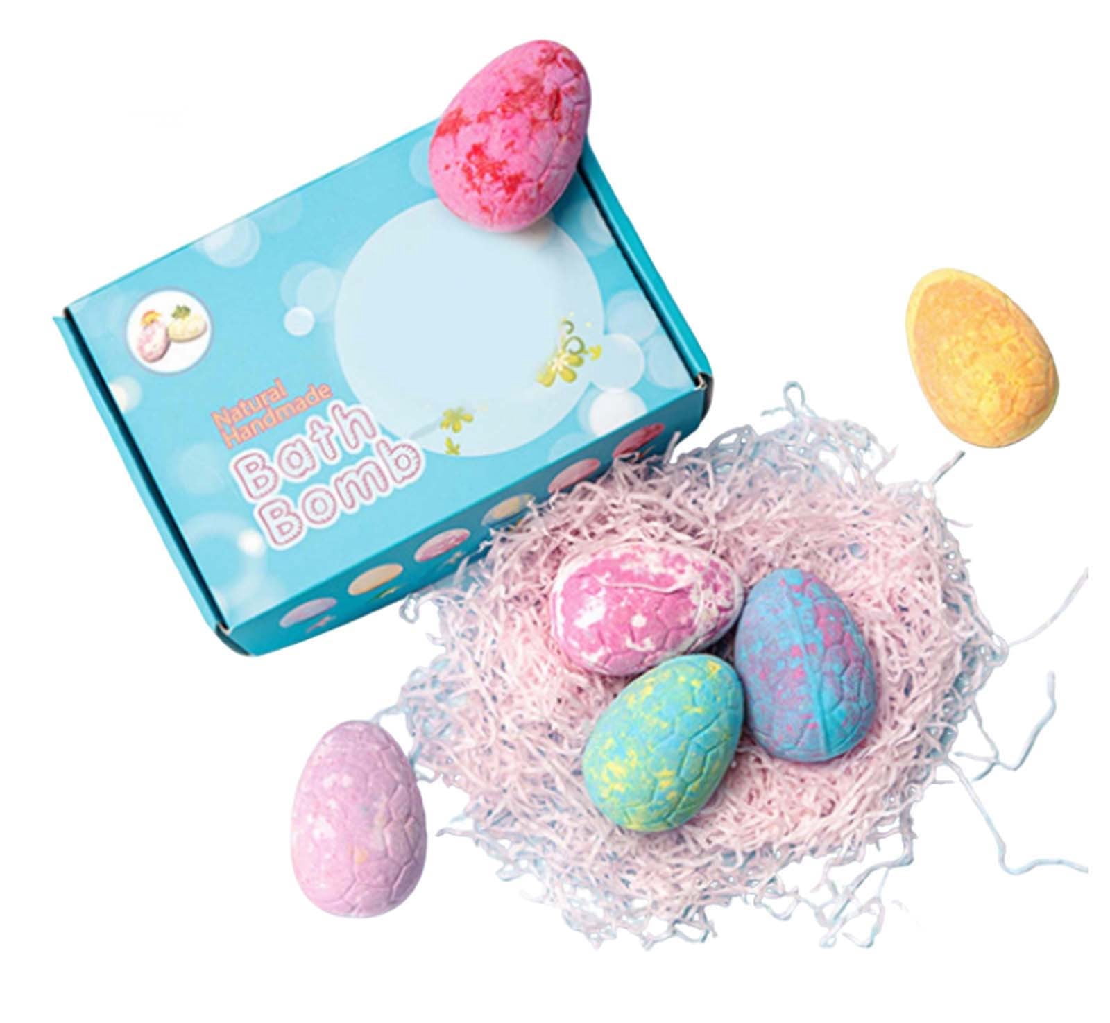 Bath Bombs for Kids, 6 Pack Bathbombs with Toys Inside, Organic Easter Bath Bombs Gift Set for Birthday Presents, Party Favors and Daily Bath Time Fun - Natural Fizzies with Surprise Toy Inside