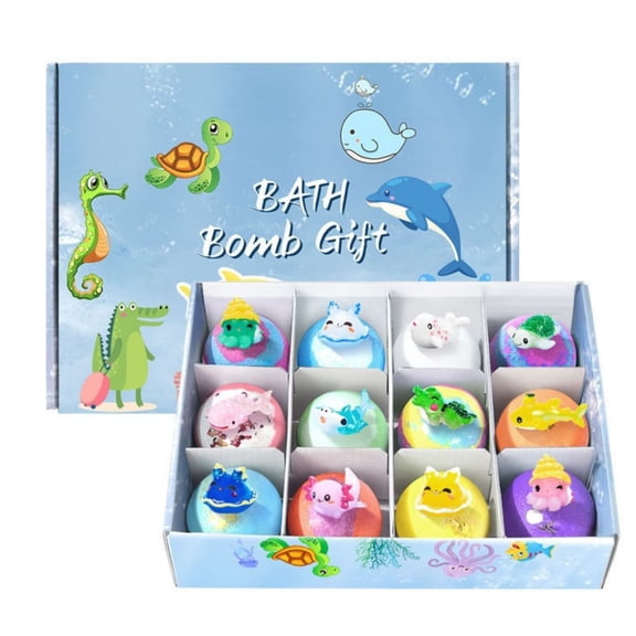 Bath Bombs For Kids,Kids Bath Bombs,Bath Bombs with Surprise Inside, These Cartoon-Animal Bath Bombs Featuring Essential Oils, Bubbles, and Bath Salts are Particularly Helpful(12pcs/Set)
