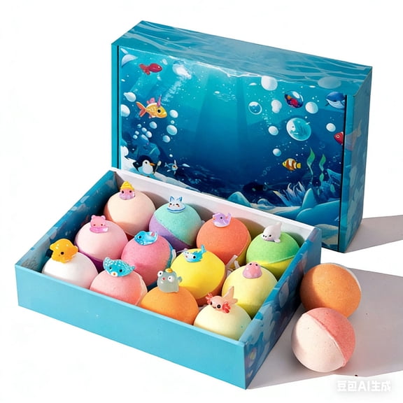 Bath Bombs for Kids with Surprise Inside, 12 Pack Organic Colorful Bubble Bath, Natural Bubble Bath Set for Birthday Presents, Party Favors and Daily Bath Time Fun