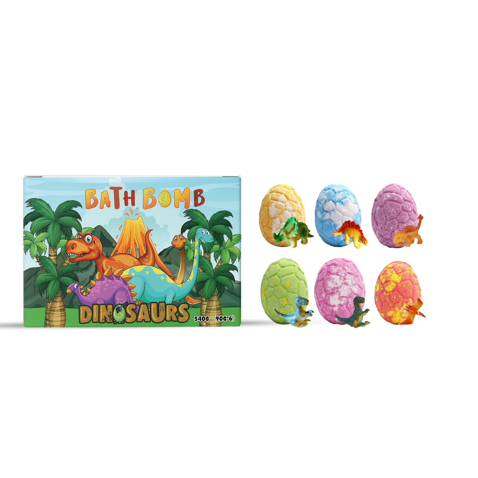 Bath Bombs for Kids with Surprise Toys Inside, 6 Pack Organic Dinosaur Bath Bombs Gift Set, Natural Dinosaur Egg Bubble Bath, Easter Gifts for Kids, Easter Basket Stuffers, Bubble Bath Toys
