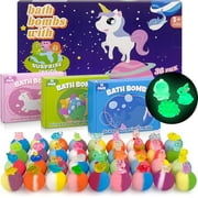 36Pcs Bath Bombs for Kids,  Bubble Bath Bombs with Glow in The Dark Dinosuar, Animal and Ocean Surprise Toy Inside, Organic Gift Set for Birthday-PickMora