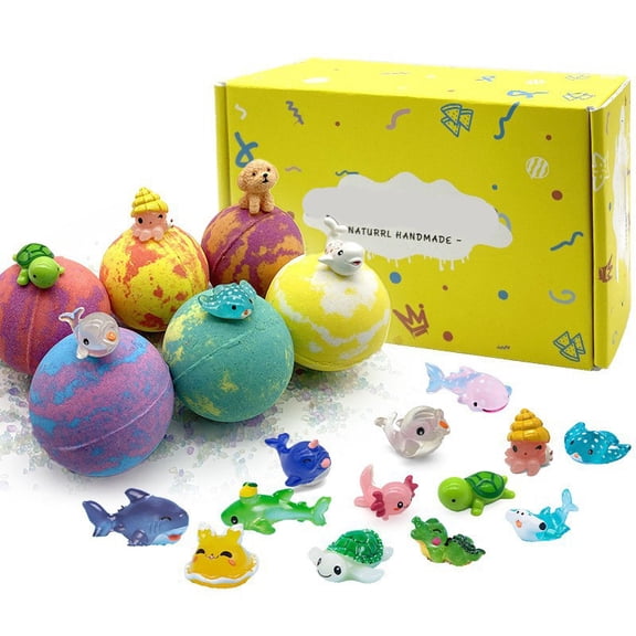 Bath Bombs Set 12 Count Fruit Fragrance Scented Fizzy Bath Balls Natural Ingredients Aromatherapy Gift Box with Collectible Surprise