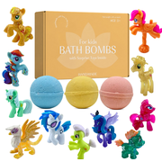 Bath Bombs for Kids with Surprise Inside Cute Pony Toys Handmade in USA Natural and Safe by Relaxcation
