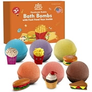 Bath Bombs for Kids with Surprise Inside Fun Fast Food Toys Handmade in USA Natural and Safe by Relaxcation