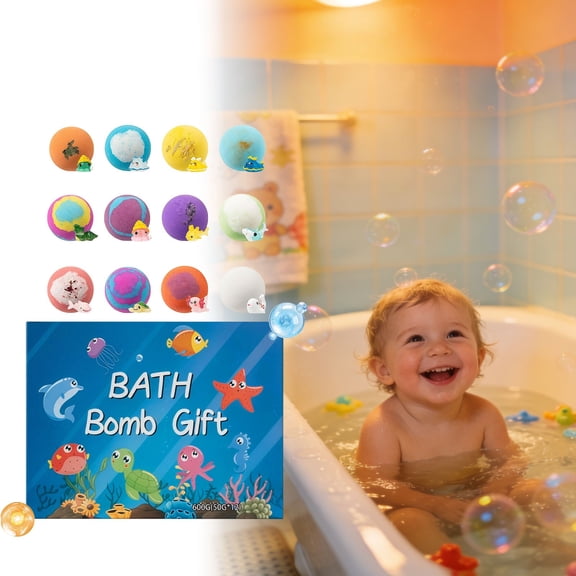 Bath Bombs with Surprise Inside, 12 Pack Fizzy Bubble Bath Gift Set, Natural Sea Salt Color Changing Spa Easter Bath Balls