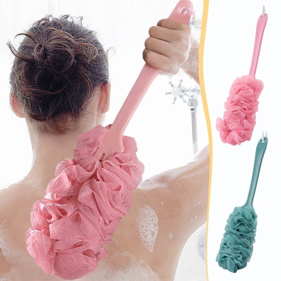 Bath Brush Back Scrubber with Long Handle, Soft Bath Flower Shower Brush for Gentle Exfoliation and Luxurious Lather, Hanging Rope for Easy Bathroom Storage, Topliu