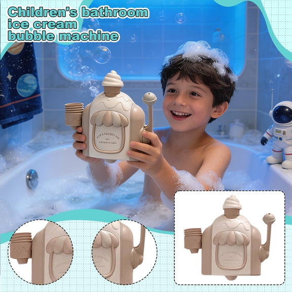 Bath Bubble Machine, Bubble Ice Cream Maker Bath Toy, Ice Cream Bathing Toy,Shower Toys for 3 4 5 6 7 8 Years Old Boys Girls