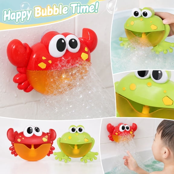 Bath Bubble Toys, Automatic Bubble Maker for Student, Bubble Bath, Bathtub Bubble Machine, 10X8 Inch Cute Crab Design, Fits Securely on Tub Edges to Create Steady Streams of Bath