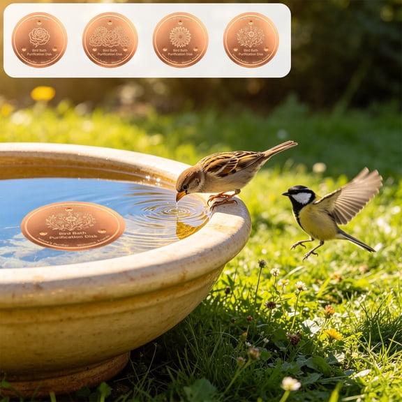Bath Cleaner,Water Purifier,Solid Metal Disk For Outdoor Bird Bath,Natural Maintenance Tool To Control Algae In Garden Water Basin(Bronze)