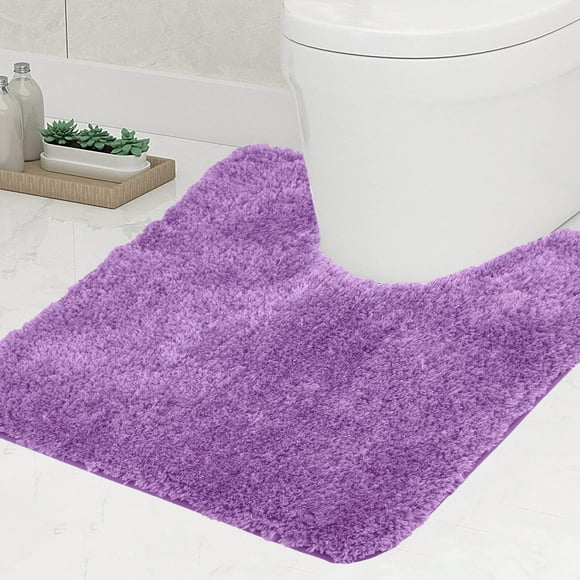 Bath Contour Rugs for Bathroom Non Slip, Microfiber Washable Large Bathroom U Shape Toilet Rug, Absorbent Shaggy Shower Floor Mat, 20" X 24"