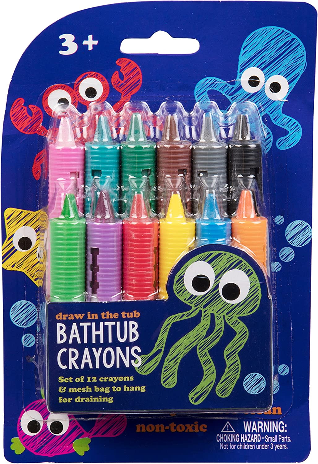 Tub Works Smooth Bath Crayons Bath Toy, 12 Pack | Nontoxic, Washable Bath Crayons for Toddlers & Kids | Unique Formula Draws Smoothly & Vividly on