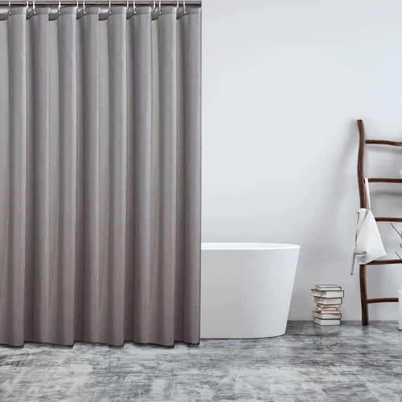 Bath Curtain Fabric Shower Curtain Liner,Waterproof Thickened Polyester Bathroom Curtain,Grommet Holes Fabric Shower Liner with Hooks,Machine Washable,Hotel Quality