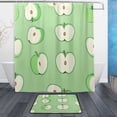 thumbnail image 1 of Bath Curtain & Non-Slip Bath Mat Set 12-Grommet Shower Curtain Memory Foam Bath Rug Green Apple, 1 of 8