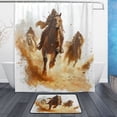 thumbnail image 1 of Bath Curtain & Non-Slip Bath Mat Set 12-Grommet Shower Curtain Memory Foam Bath Rug Majestic Horses, 1 of 8