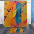 thumbnail image 1 of Bath Curtain & Non-Slip Bath Mat Set 12-Grommet Shower Curtain Memory Foam Bath Rug Multicolor Abstract Painting, 1 of 8