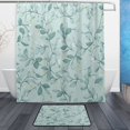 thumbnail image 1 of Bath Curtain & Non-Slip Bath Mat Set 12-Grommet Shower Curtain Memory Foam Bath Rug Seamless Green Leaf, 1 of 8