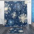 thumbnail image 1 of Bath Curtain & Non-Slip Bath Mat Set 12-Grommet Shower Curtain Memory Foam Bath Rug Stylized Fireworks, 1 of 8