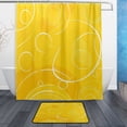 thumbnail image 1 of Bath Curtain & Non-Slip Bath Mat Set 12-Grommet Shower Curtain Memory Foam Bath Rug Yellow Circles and Lines, 1 of 8