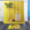 thumbnail image 1 of Bath Curtain & Non-Slip Bath Mat Set 12-Grommet Shower Curtain Memory Foam Bath Rug Yellow Summer Objects, 1 of 8