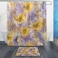 thumbnail image 1 of Bath Curtain & Non-Slip Bath Mat Set 12-Grommet Shower Curtain Memory Foam Bath Rug Yellow and Lavender Flowers, 1 of 8