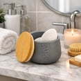 thumbnail image 1 of Bath D Dolomite Round Cotton Box Gray-Bamboo Top, 1 of 7
