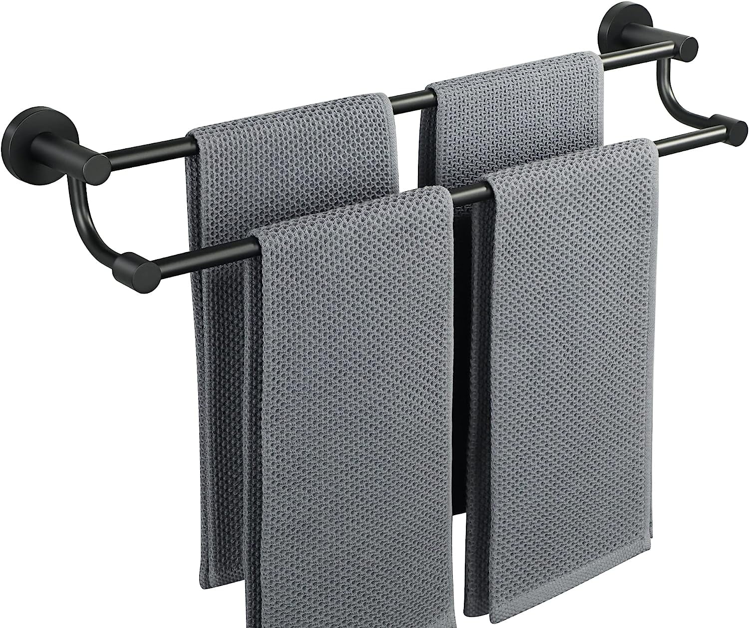 Kayoju 6-Piece Matte Black Bathroom Accessories Set - Stainless Steel Towel Bars, Toilet Paper Holder With Shelf, Hooks - View #6