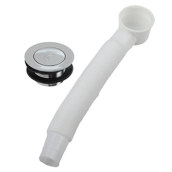 Bath Drain Stopper Up Push Button Bathtub Waste Drain Assembly Kit,With Overflow Cover Replacement Parts,For Bathroom Silver White