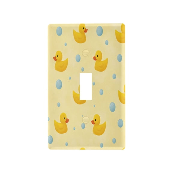 Bath Duck Print Decorative Wall Plate, Flame Retardant PC Plastic Light Switch & Outlet Cover with Mounting Screws Fits Toggle Switch