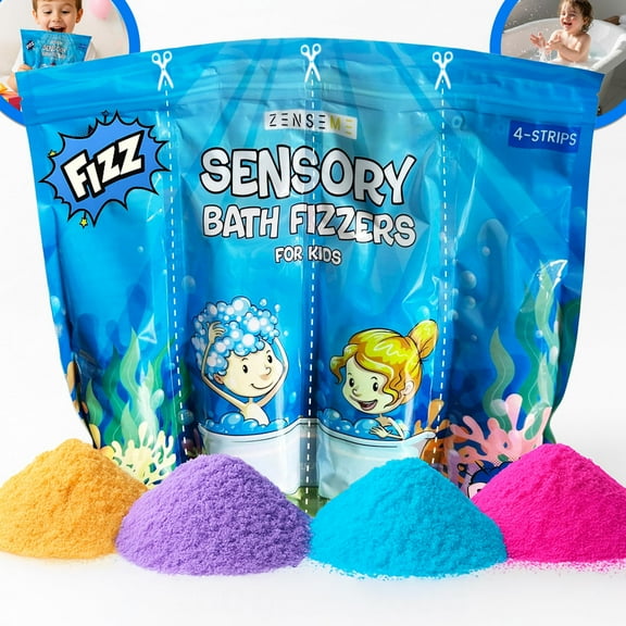 Bath Fizzies for Kids, Sensory Sound Crackles, pops, with toys inside - Bath color tablets for kids with sounds and toys