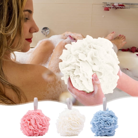 Bath Flower Bath Ball Soft Mesh Exfoliating Pouf for Shower, Spa and Daily Use, Gentle Back Rub and Rich Bubbles