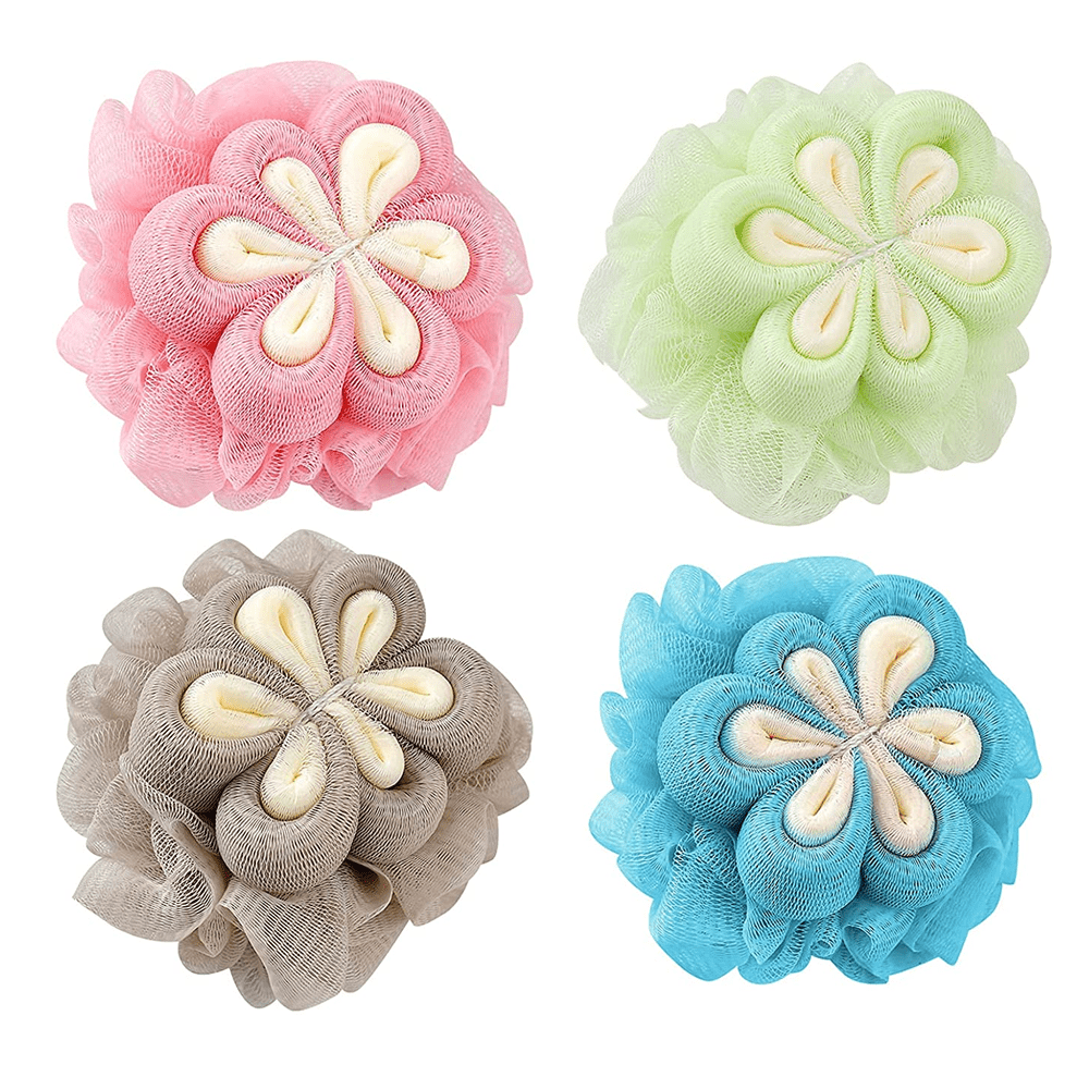 Bath Flower Sponge, 4 Pcs Exfoliating Shower Flower Exfoliating Sponge