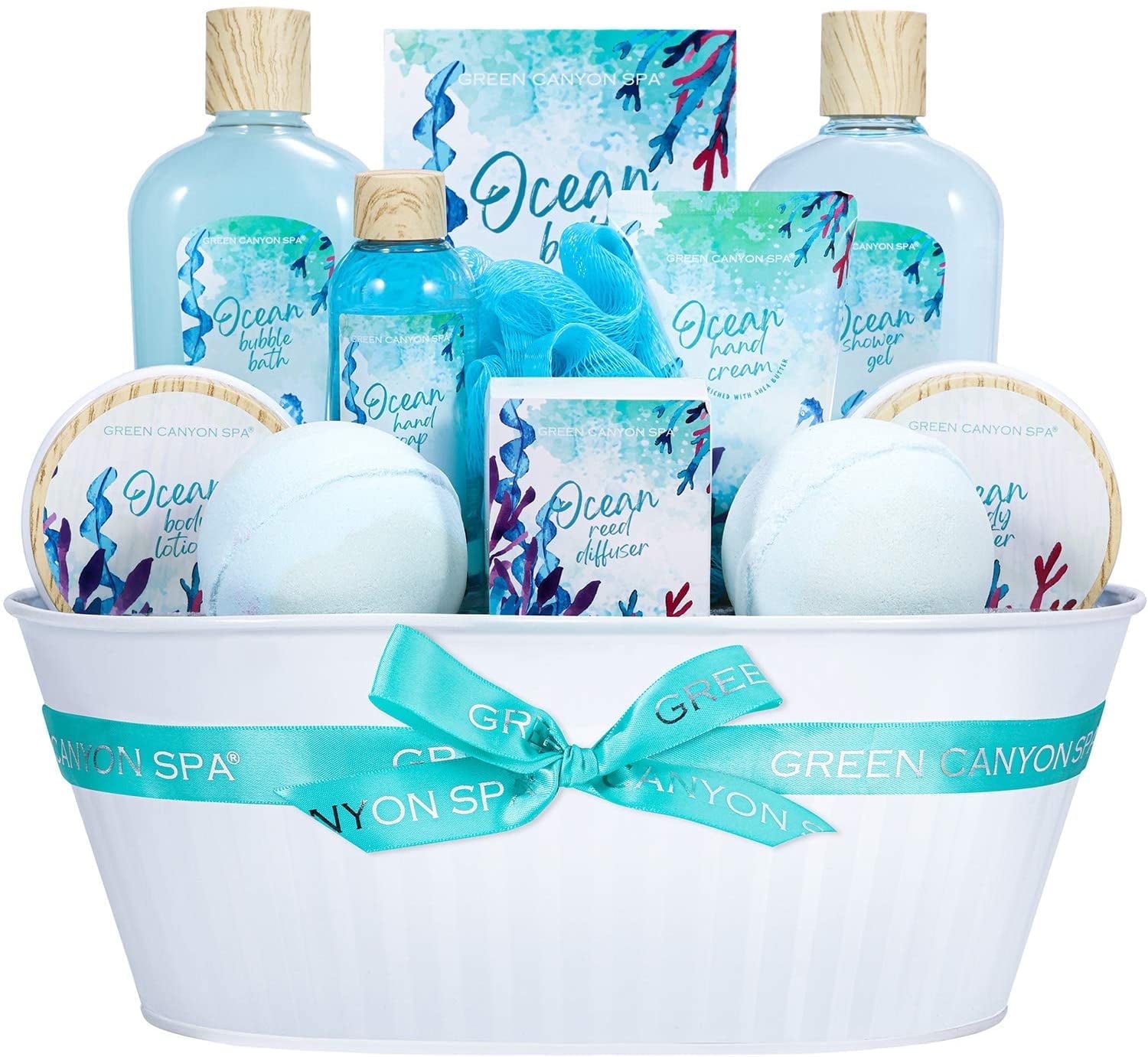 Bath Gift Baskets for Women - 12 Pcs Ocean Spa Gift Sets, Luxury Christmas Holiday Gifts for Her,Mom