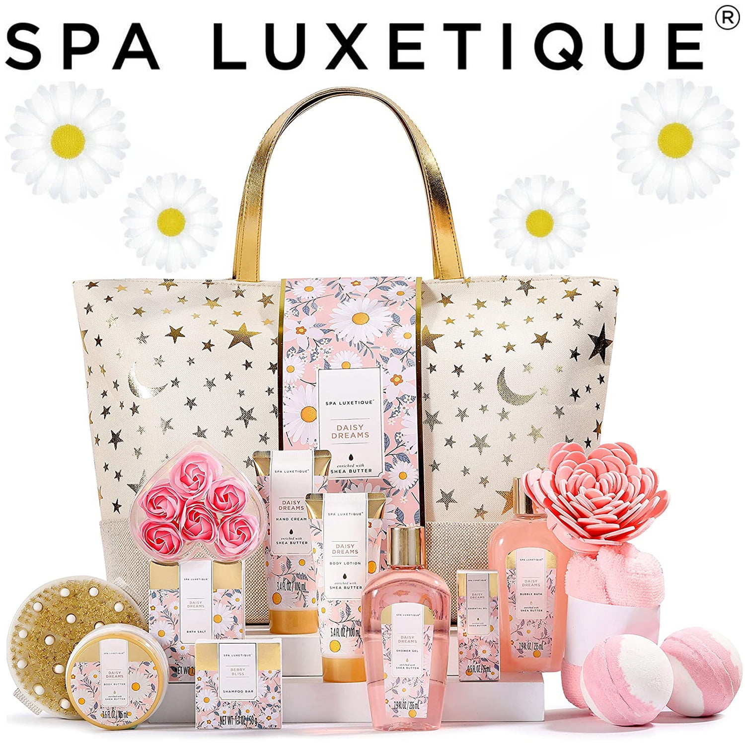Bath Gift Sets for Women - 15 Pcs Daisy Spa Gift Baskets Relaxing Bath ...
