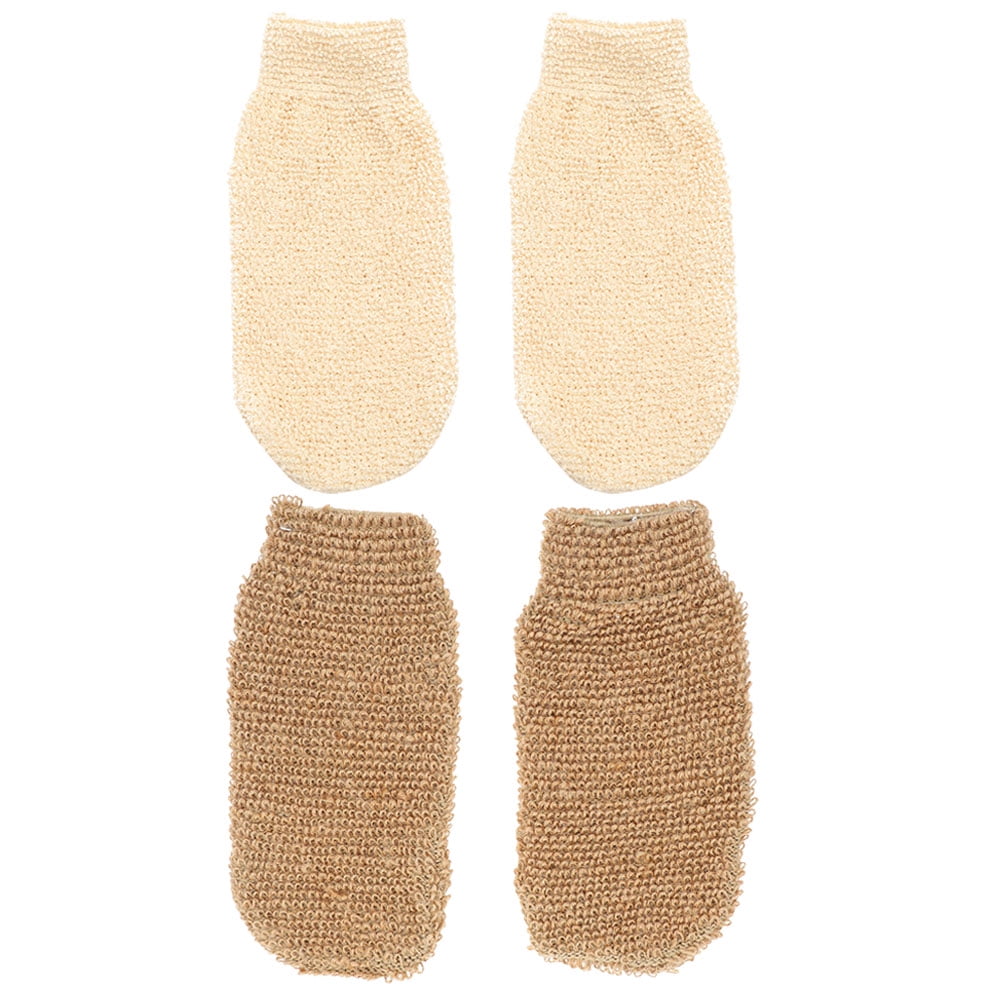 Bath Gloves Loofah Sponge Exfoliating Mitt 4 Pcs Portable Cell Flax Scrubber Towel Exfoliator