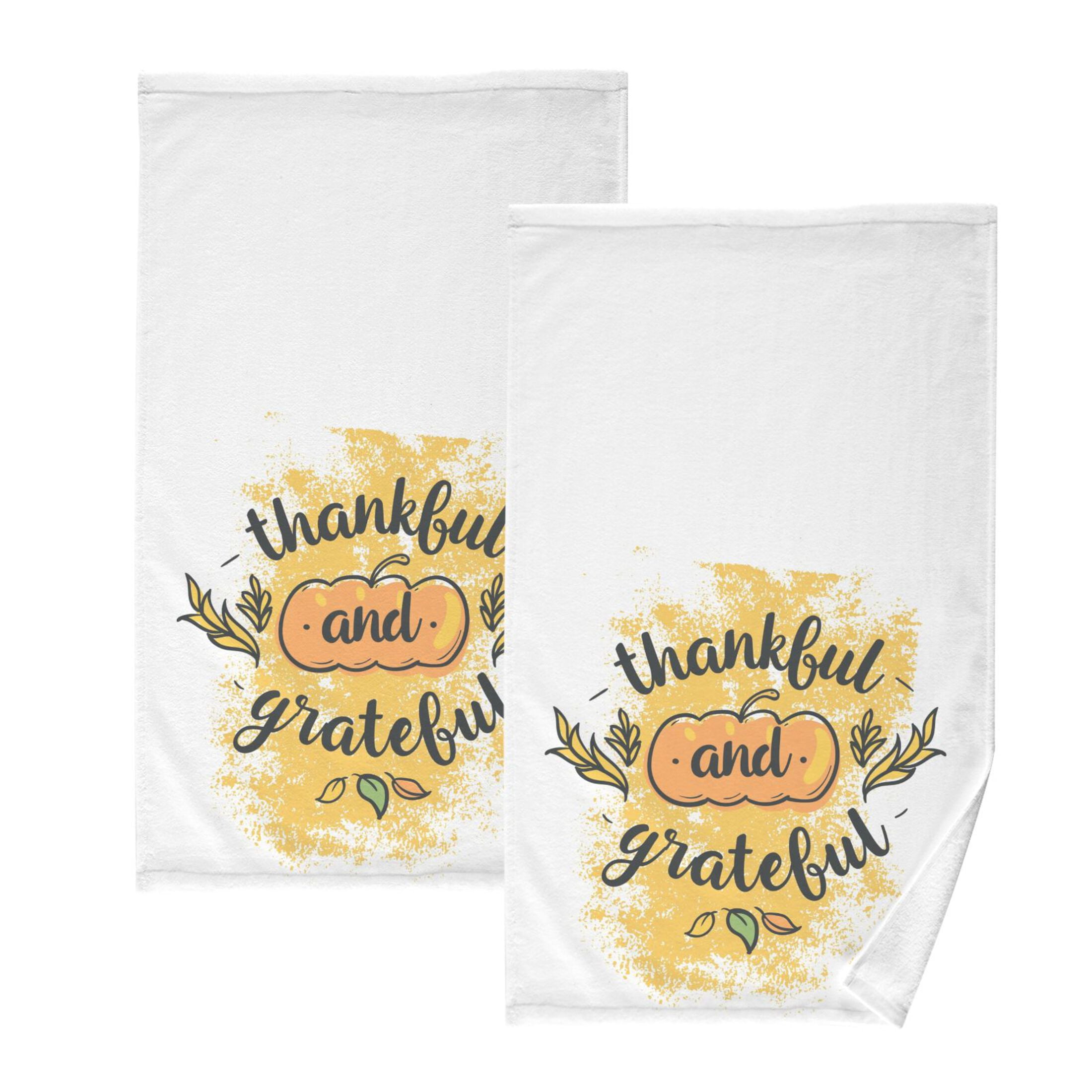 Bath Hand Towel 2 Pcs Fall Thanksgiving Give Thanks Pumpkin Absorbent Face Towel Soft Breathable Cotton Towel Set for Bathroom Kitchen Hotel Spa Gift Decor Walmart