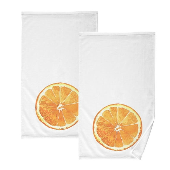Bath Hand Towel 2 Pcs Fresh Yellow Lemon Fruit Limon Orange Absorbent Face Towel Soft Breathable Cotton Towel Set for Bathroom Kitchen Hotel Spa Gift Decor