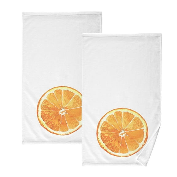 Bath Hand Towel 2 Pcs Fresh Yellow Lemon Fruit Limon Orange Absorbent Face Towel Soft Breathable Cotton Towel Set for Bathroom Kitchen Hotel Spa Gift Decor