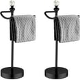 thumbnail image 1 of Bath Hand Towel Holder Stand, 2 Pack Stainless Steel Black Towel Rack Hand Holder for Bathroom, Small Countertop Free Standing Hand Towel Rack with Heavy Base (Matte Black, 2 Pack), 1 of 12