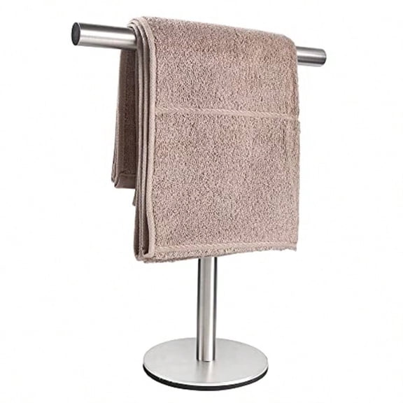 Bath Hand Towel Holder Standing 13 Inch T-Shape Towel Bar Rack Stand SUS304 Stainl Steel Brushed Finish Tower Bar For Bathroom Kitchen Vanity Countertop