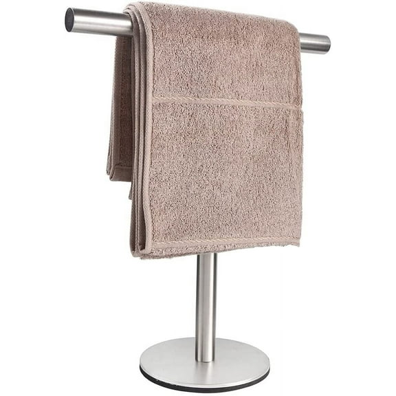 Bath Hand Towel Holder Standing, 13 Inch T-Shape Towel Bar Rack Stand, SUS304 Stainless Steel Brushed Finish,Tower Bar for Bathroom Kitchen Vanity Countertop