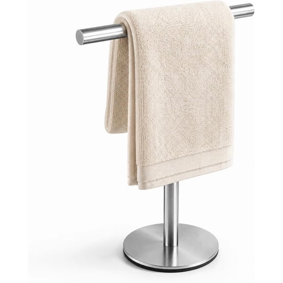 Bath Hand Towel Holder Standing, 13 Inch T-Shape Towel Bar Rack Stand, SUS304 Stainless Steel Brushed Finish,Tower Bar for Bathroom Kitchen Vanity Countertop