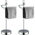 thumbnail image 1 of Bath Hand Towel Holder Standing, Stainless Steel Stable Free-Standing Towel Bar for Bathroom Kitchen Countertop, Rustic Towel Ring Stand with Crystal Ball 15.7” H (Polished Chrome, 2 Pack), 1 of 12
