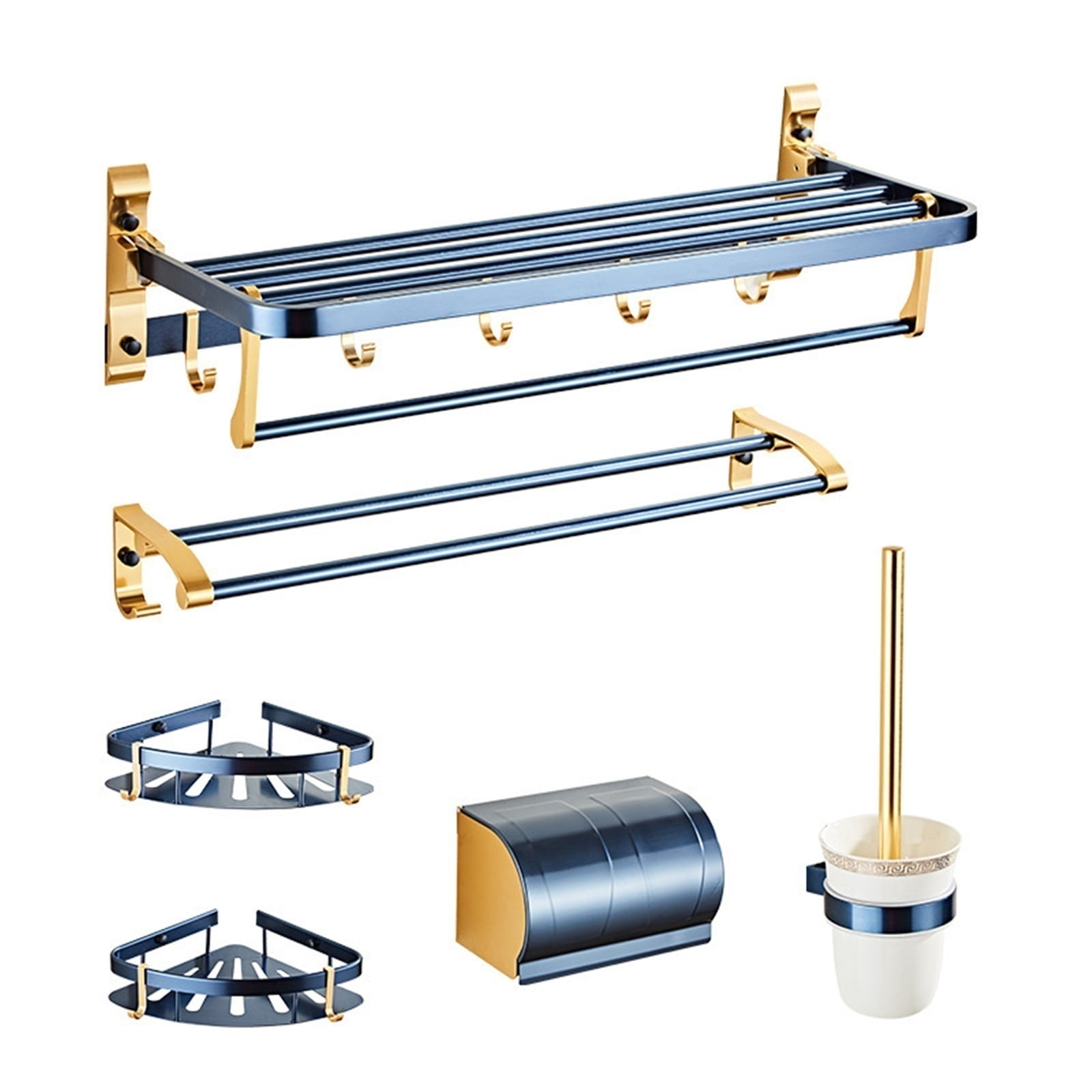 Bath Hardware Set Aluminum Towel Rack with Hook Bath Shelf Toilet Paper ...