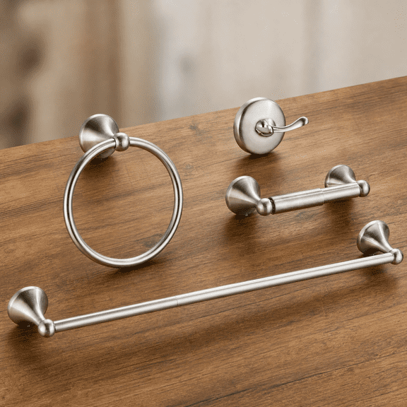 Bath Hardware Set Brushed Nickel 4-Piece Wall Mounted Bathroom Accessory Set