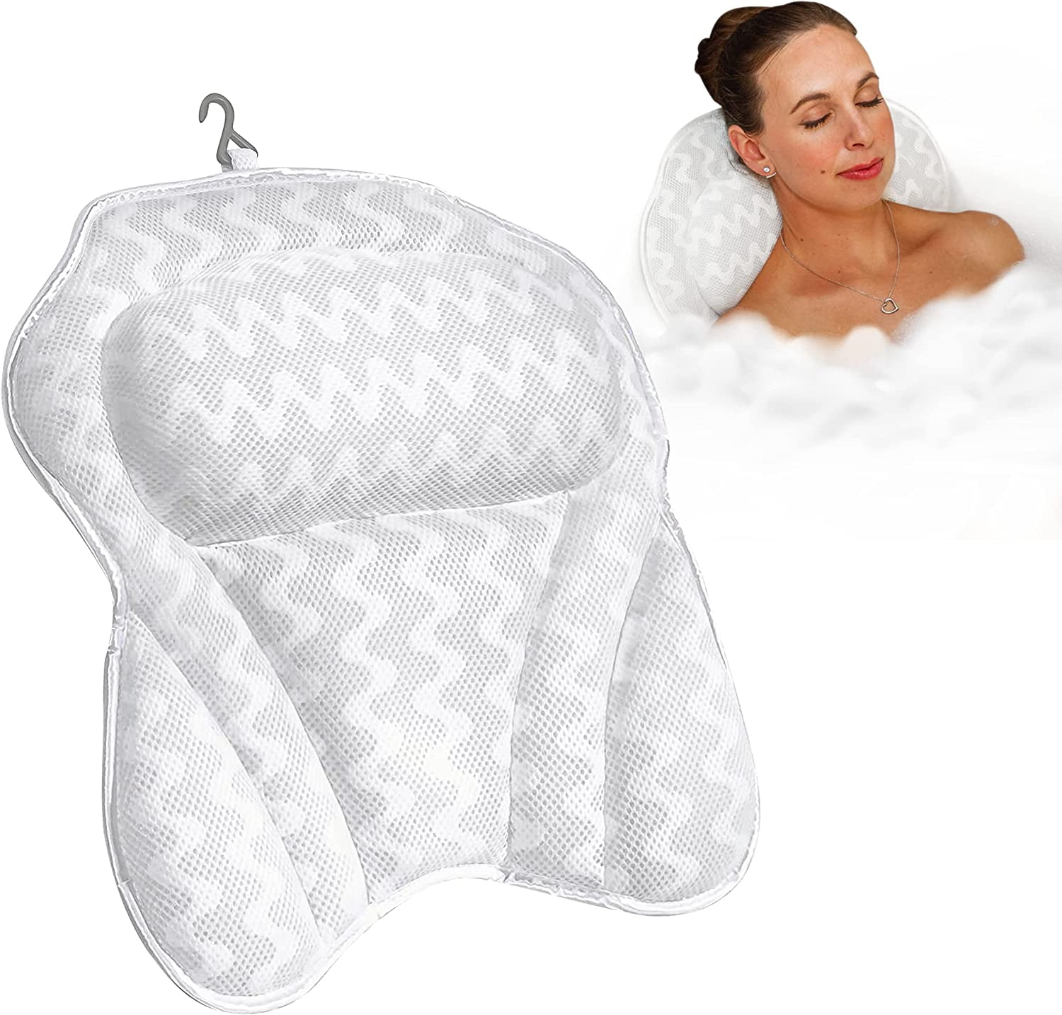 Fitheaven Bath Pillow for Bathtub. Tub Pillow for Women & Men,with 3D Air Mesh Breathable,Helps Support Head, Neck, and Back